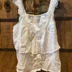 Ruffled American Eagel White Tank Top